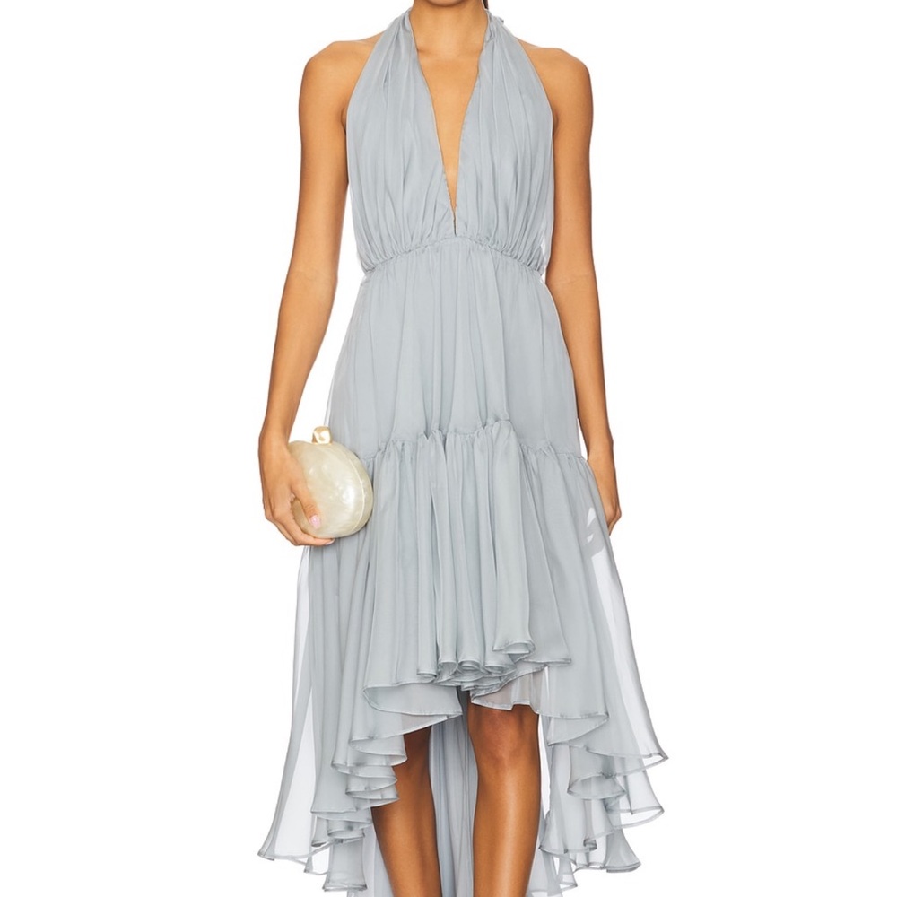 X REVOLVE LEONA HIGH LOW RUFFLE DRESS